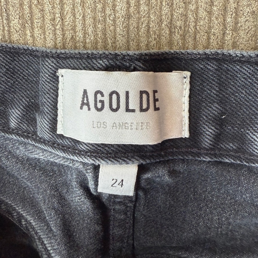 AGOLDE Parker‎ Vintage High Rise Distressed Denim Shorts Size 24 Black - Picture 2 of 5